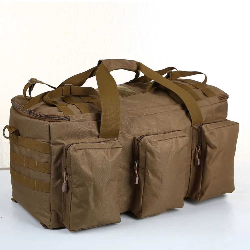 55L Tactical Duffel Backpack Travel Bag Khaki
