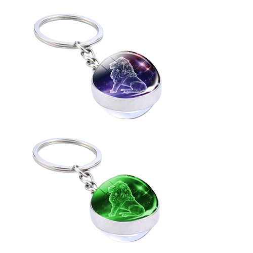 1pc Constellation Luminous Keychain Glass Ball Pendant Zodiac Keychain Glow In The Dark Key Chain Holder