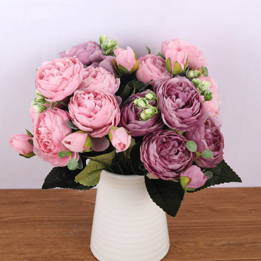 Silk Peony Rose Bouquet Artificial Flowers Decoration