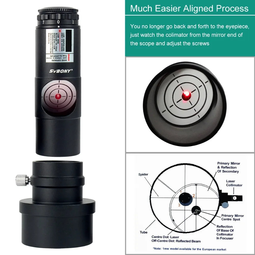 Red Laser Collimator for Newtonian And SCT Telescope Black