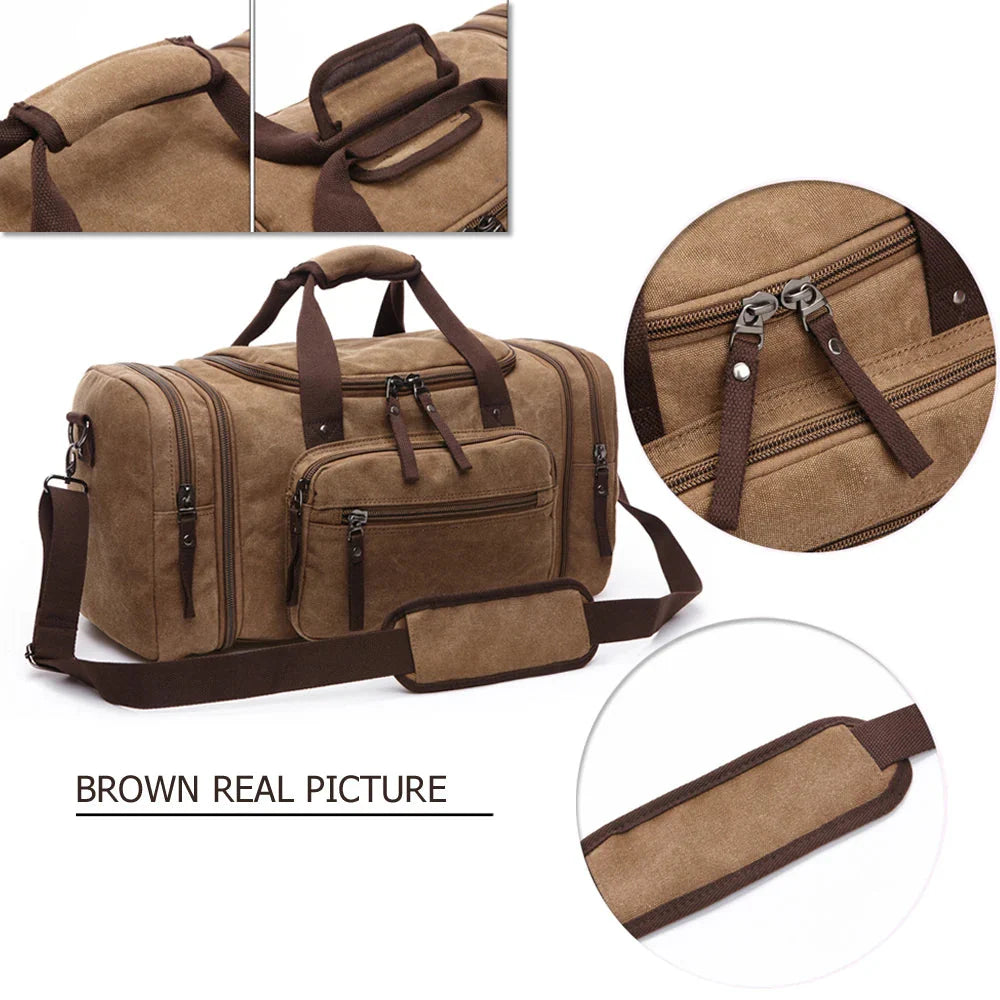 Canvas Travel Bag Carry-On Coffee Brown