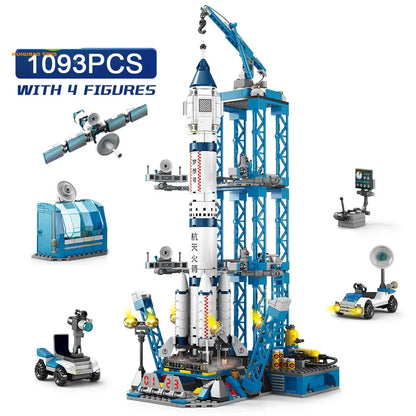 Space Manned Rocket Building Blocks with Astronaut Figure