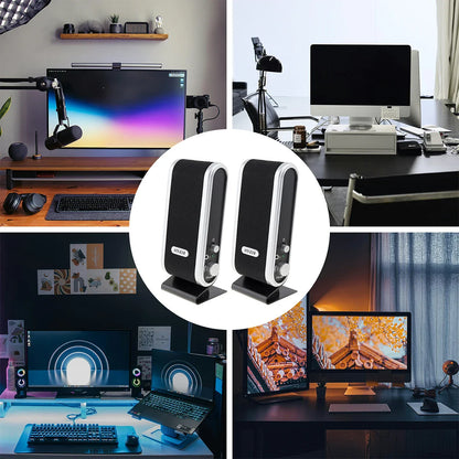 6W USB Wired Stereo Speakers for PC Laptop (White)