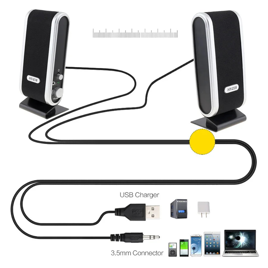 6W USB Wired Stereo Speakers for PC Laptop (White)