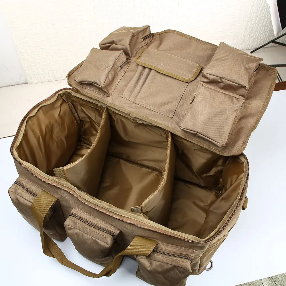 55L Tactical Duffel Backpack Travel Bag Khaki
