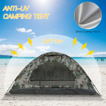 1-Person Camping Tent with Mesh Ventilation Green