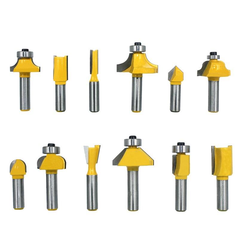 12pcs 8mm Router Bit Set Trimming Straight Milling Cutter