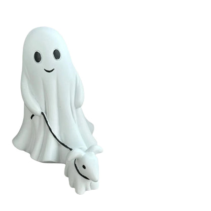 Halloween Ghost Walking Dog Statue