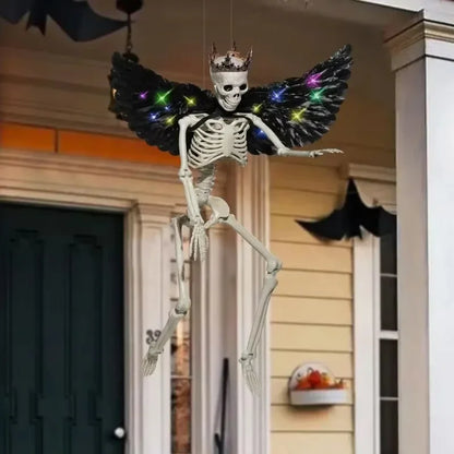 Halloween Hanging Wing Skeleton Skull with Glowing Wings
