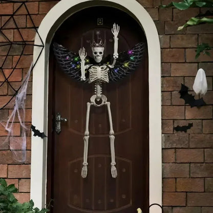 Halloween Hanging Wing Skeleton Skull with Glowing Wings