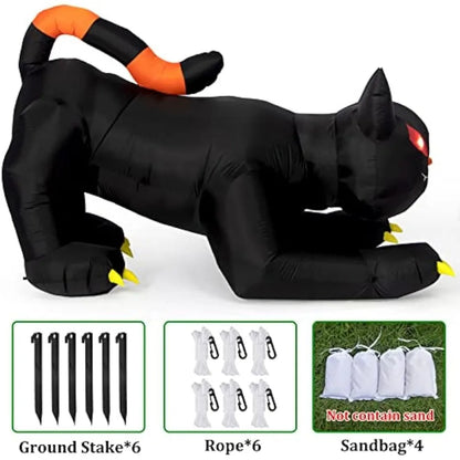 Halloween Inflatable Black Cat with LED Lights