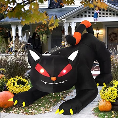 Halloween Inflatable Black Cat with LED Lights