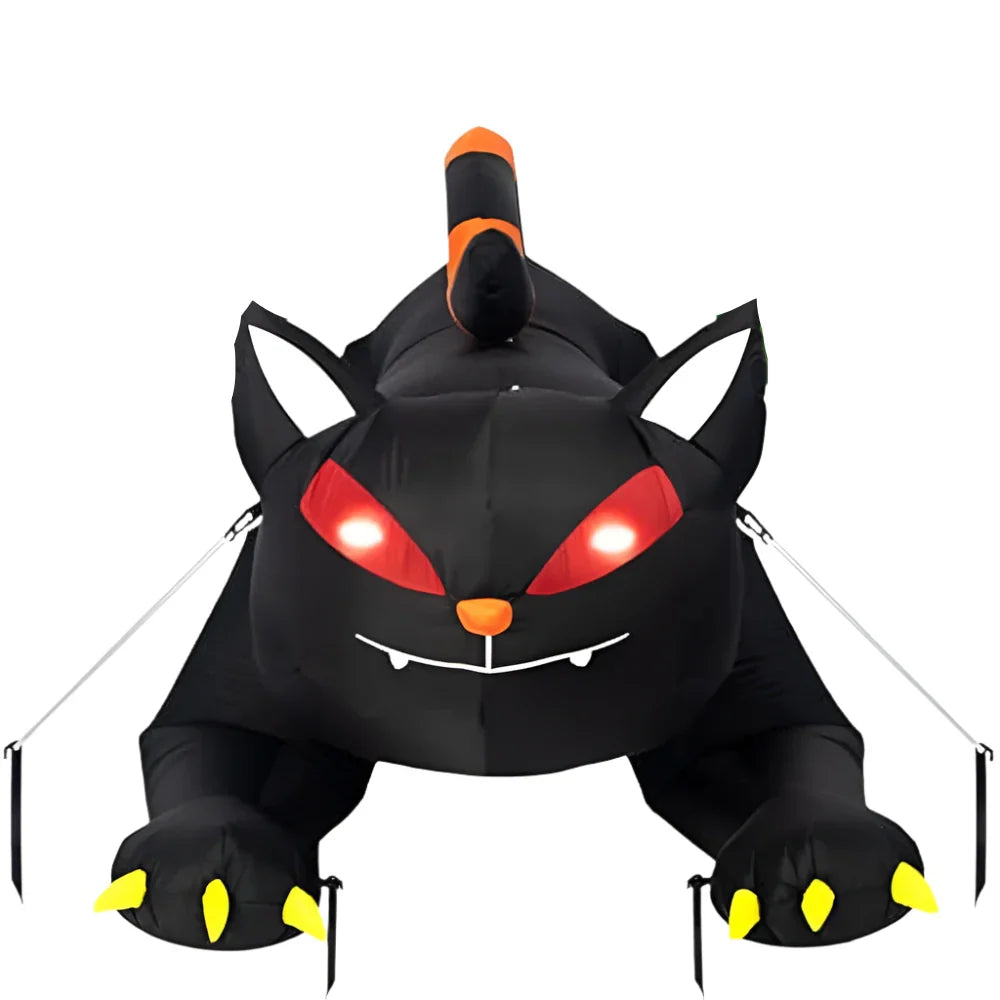 Halloween Inflatable Black Cat with LED Lights