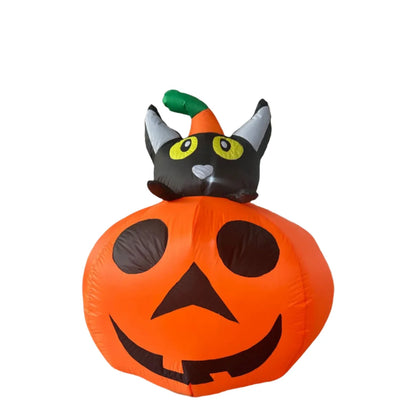 Halloween Inflatable Pumpkin Cat Outdoor LED Decoration