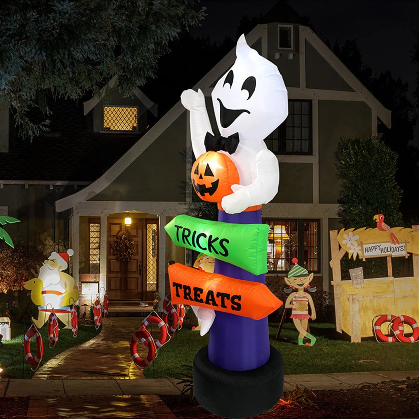 Halloween Inflatable Glowing Signpost Outdoor Decoration