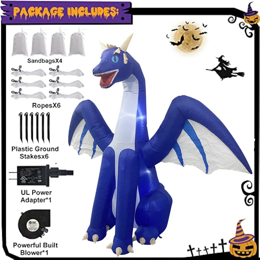 Giant Inflatable Dragon with LEDs for Halloween