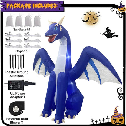 Giant Inflatable Dragon with LEDs for Halloween