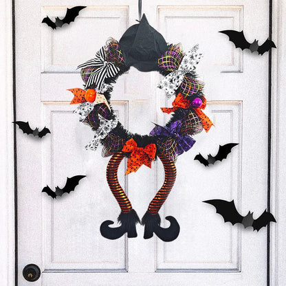 Halloween Witch Hat & Leg Door Wreath