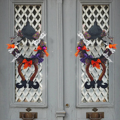 Halloween Witch Hat & Leg Door Wreath