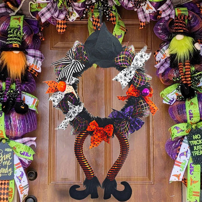 Halloween Witch Hat & Leg Door Wreath