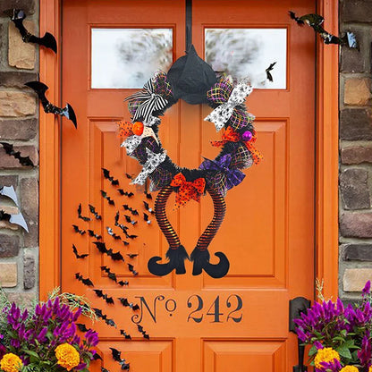 Halloween Witch Hat & Leg Door Wreath