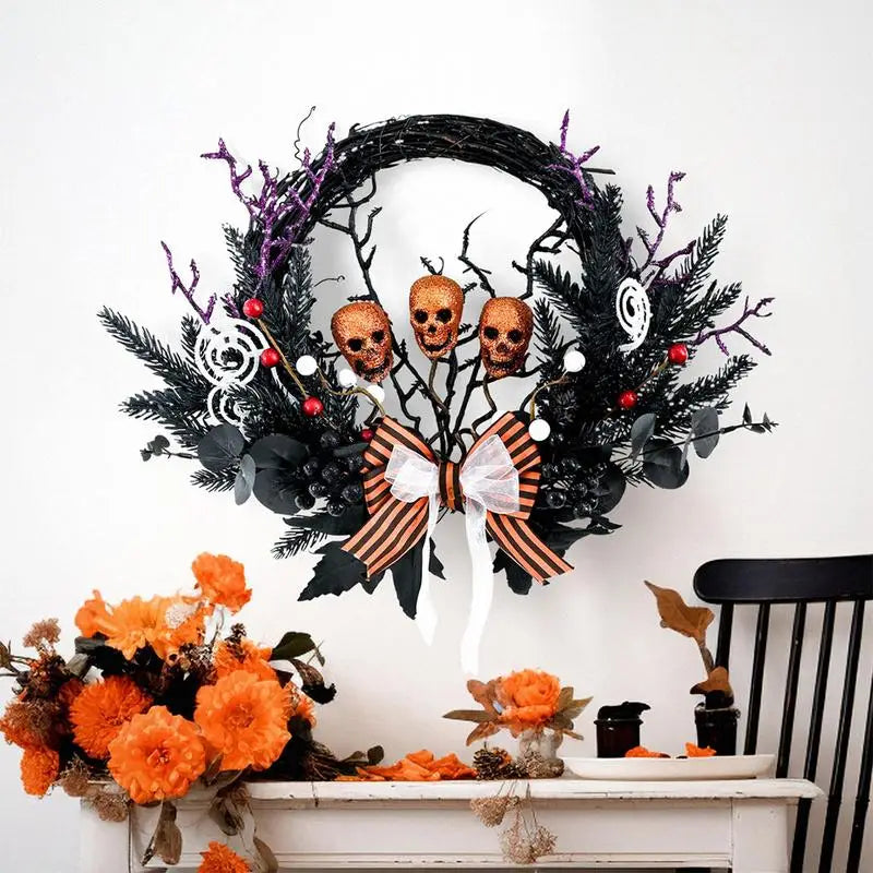 Halloween Skull Wreath for Front Door