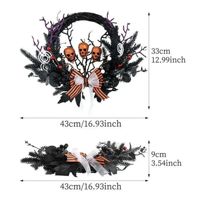 Halloween Skull Wreath for Front Door