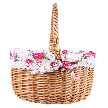 Hand Woven Picnic Basket with Handle
