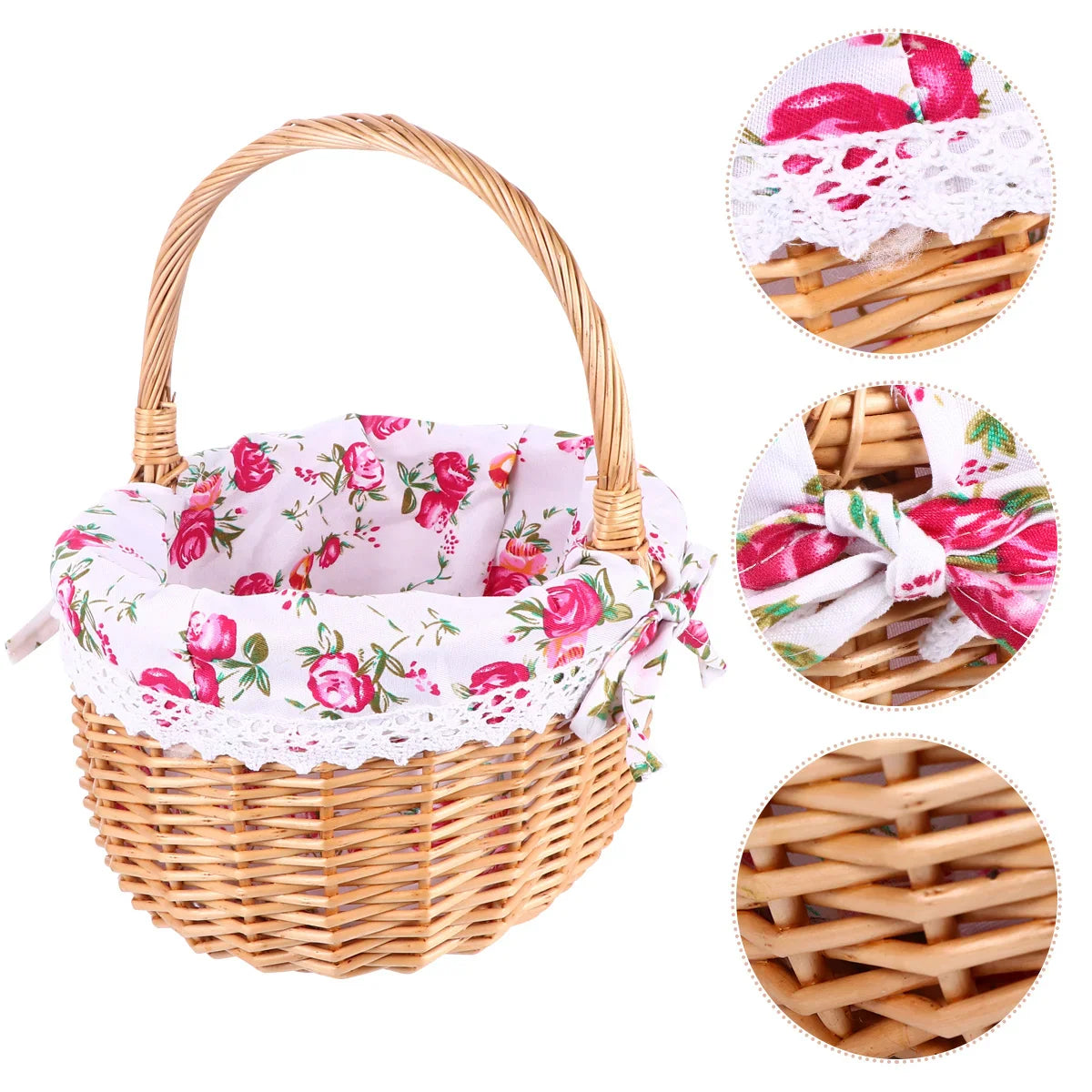 Hand Woven Picnic Basket with Handle