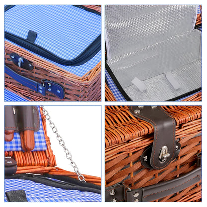 Handmade Wicker Picnic Basket with Blanket (4 sets)