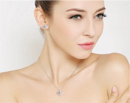 NNEOBA 925 Silver Four Leaf Clover Zircon Necklace