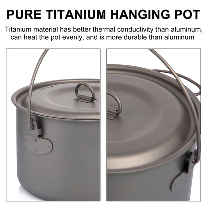 Titanium Camping Cookware Pot 1300ml Gray