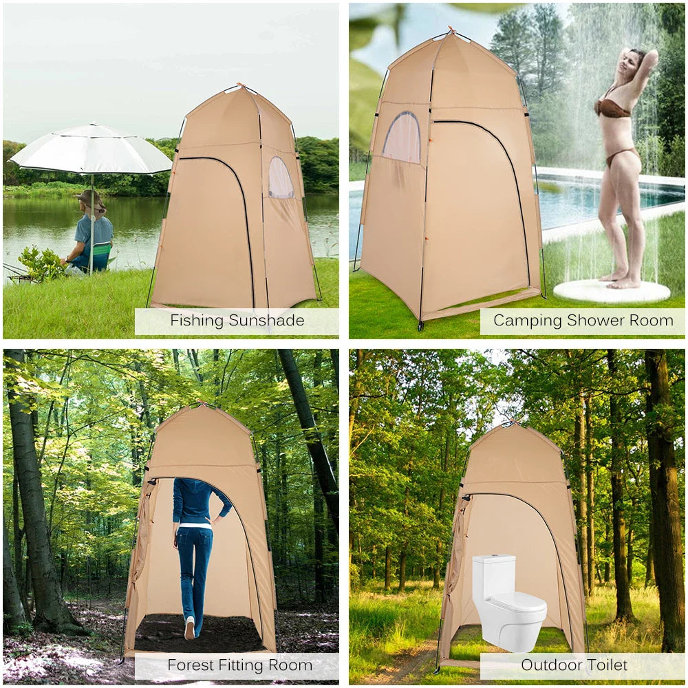 Portable Outdoor Privacy Tent Pop-Up Shower And Toilet Shelter Khaki