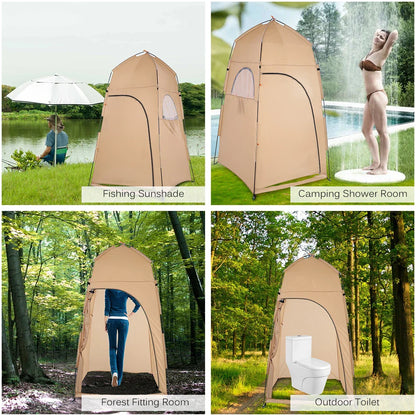 Portable Outdoor Privacy Tent Pop-Up Shower And Toilet Shelter Khaki