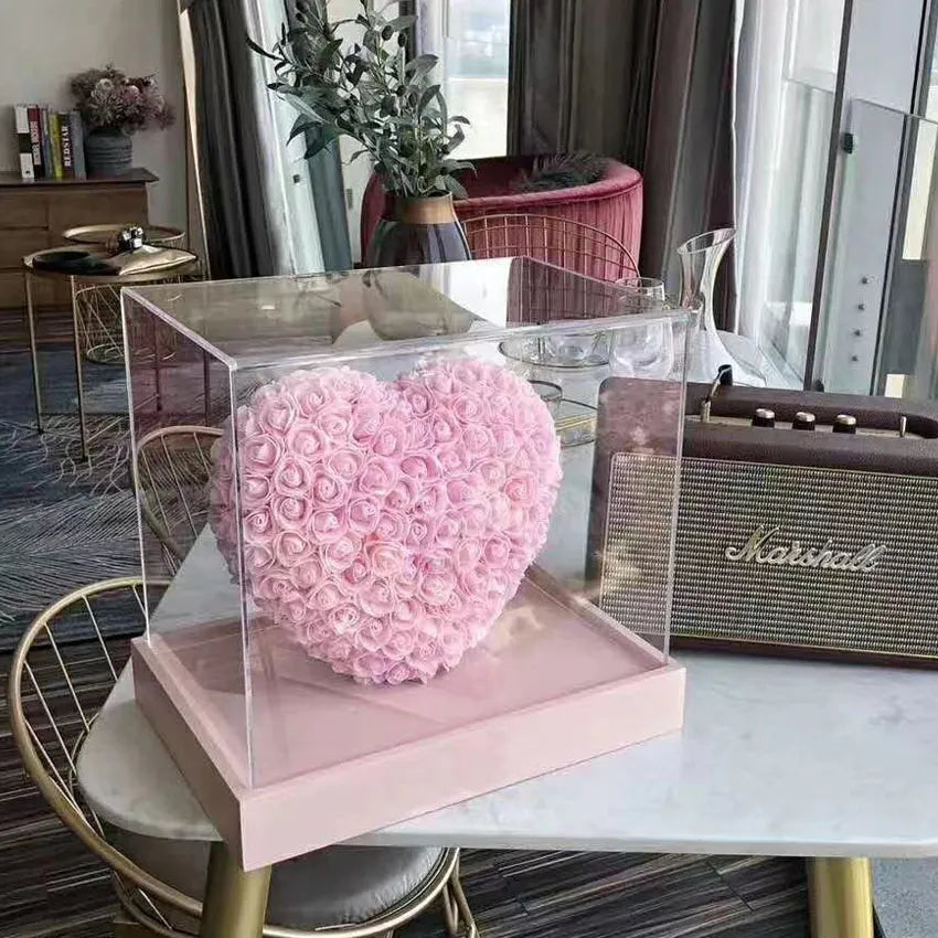 25cm Heart-Shaped Artificial Pink Rose - Symbol of Love