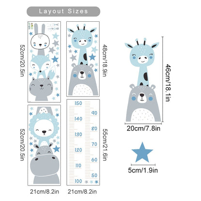Baby Height Measurement Lion Animals Wall Sticker