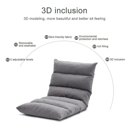 Adjustable Floor Gaming Sofa Chair - Padded Lounger with Back Support