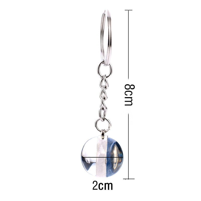 1pc Constellation Luminous Keychain Glass Ball Pendant Zodiac Keychain Glow In The Dark Key Chain Holder