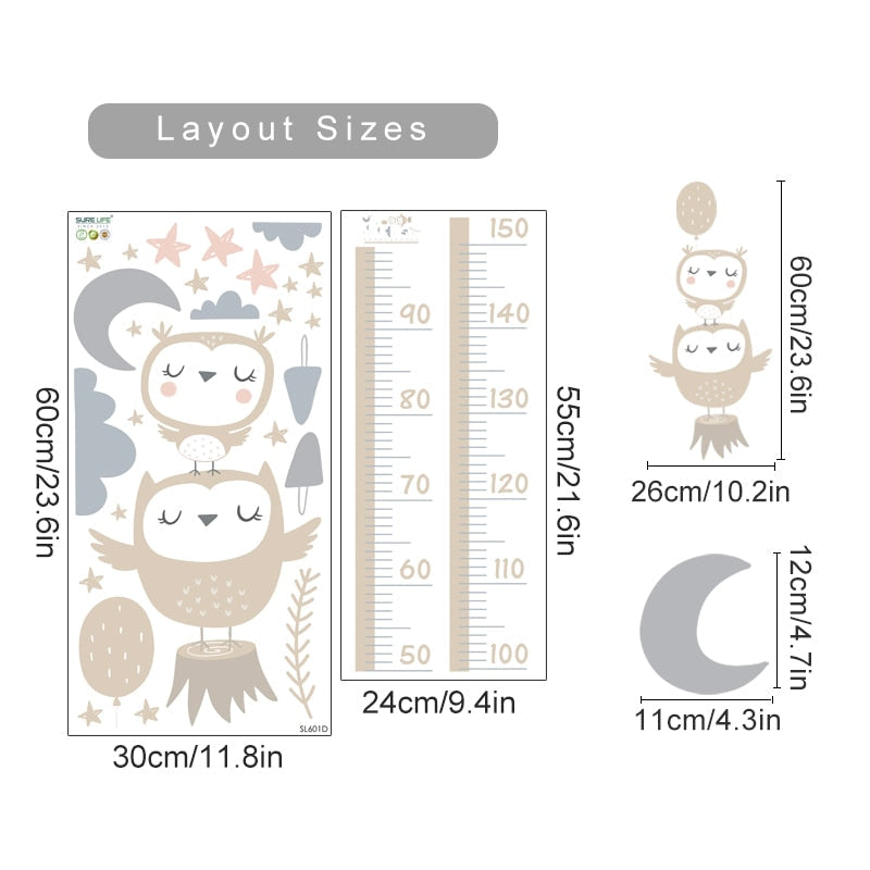 Baby Height Measurement Lion Animals Wall Sticker