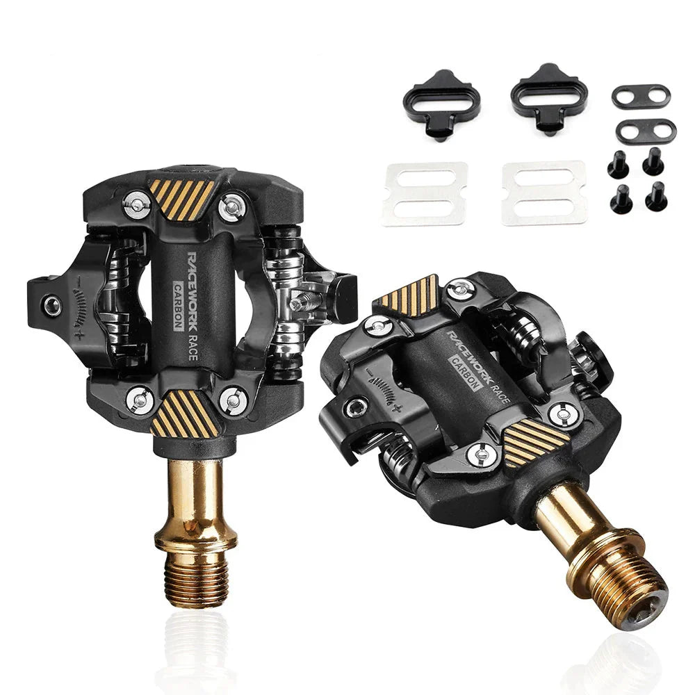 Self-Locking SPD Mountain Bike Pedals Carbon Gold