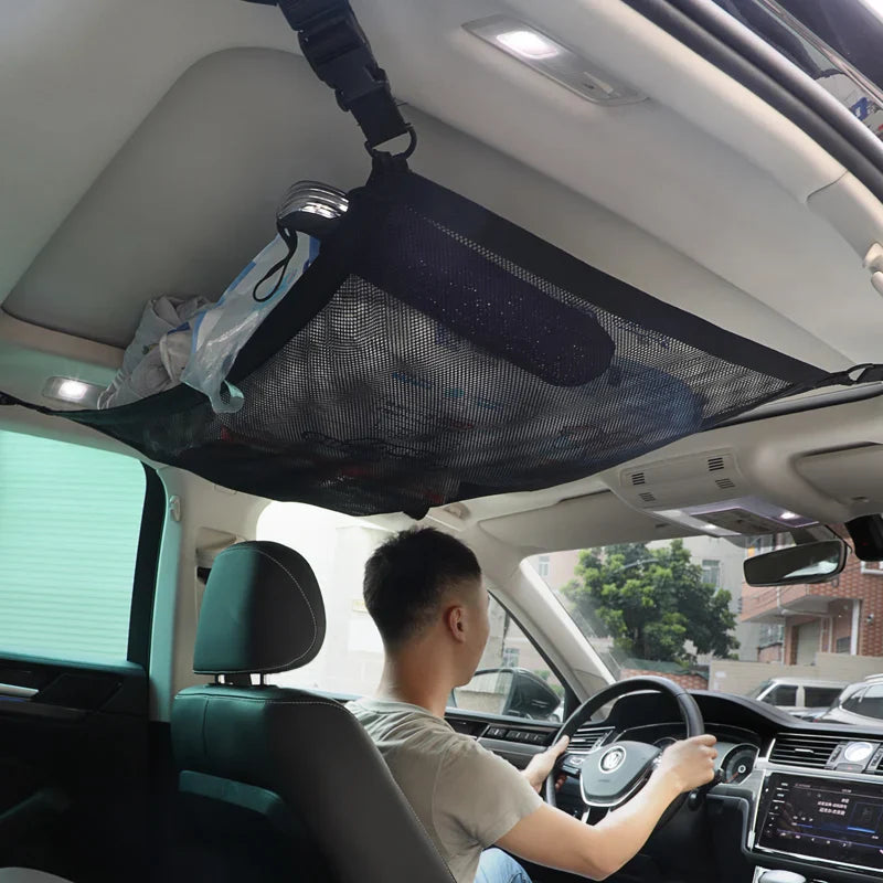 SUV Car Ceiling Storage Net Breathable Mesh Roof Cargo Organizer Black
