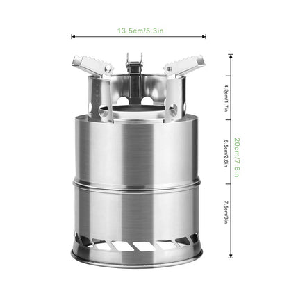 Portable Wood-Burning Camping Stove Silver