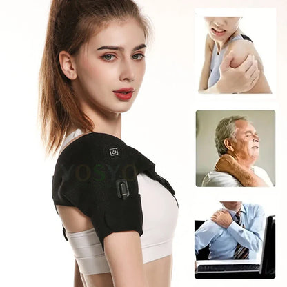 USB Heating Shoulder Support Belt Black