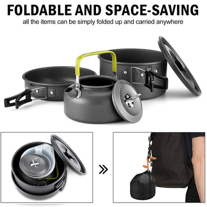 11-Piece Outdoor Camping Cookware Set Black