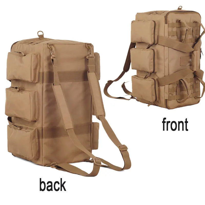 55L Tactical Duffel Backpack Travel Bag Khaki