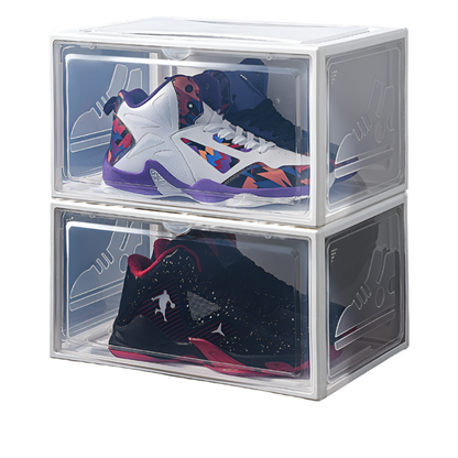 2pcs Transparent Sneaker Shoe Box Dust-proof Storage Box Stackable Shoe Cabinet High-top Dustproof AJ Shoes Organizers Shoe Rack