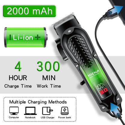Electric Hair Clipper & Beard Trimmer USB Cordless Tool for Men Black