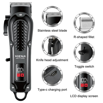 Electric Hair Clipper & Beard Trimmer USB Cordless Tool for Men Black