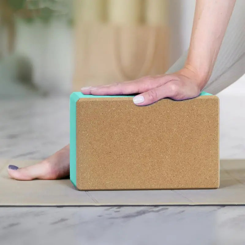 Non-Slip Cork Yoga Blocks for Exercise & Meditation (Blue)