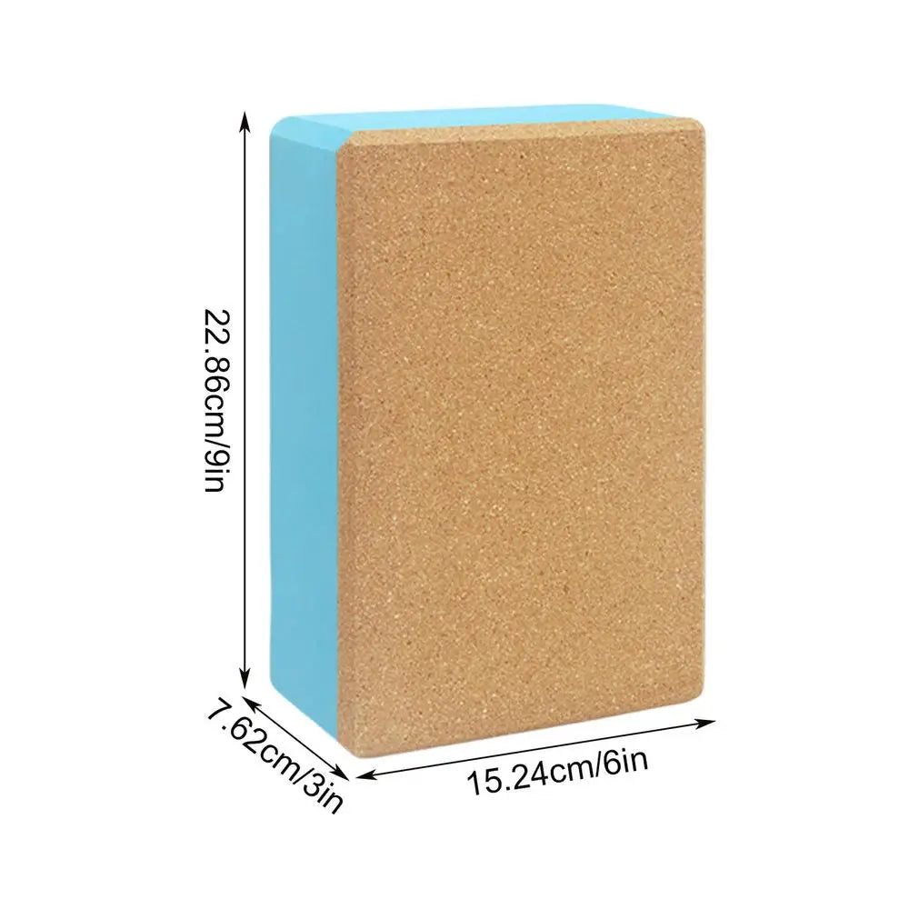 Non-Slip Cork Yoga Blocks for Exercise & Meditation (Blue)